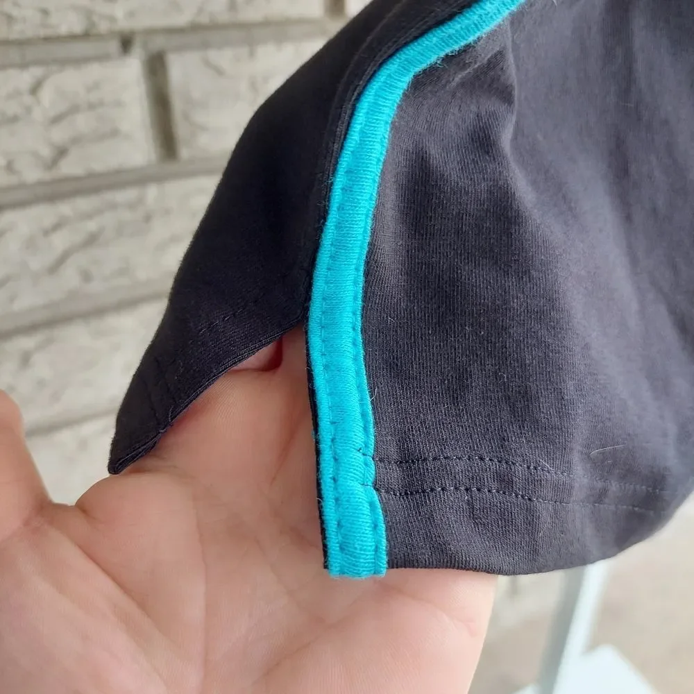 Woman Within Black Cropped Athletic Pants w/Aqua Stripe 14/16 PETITE NWOT - Picture 6 of 7